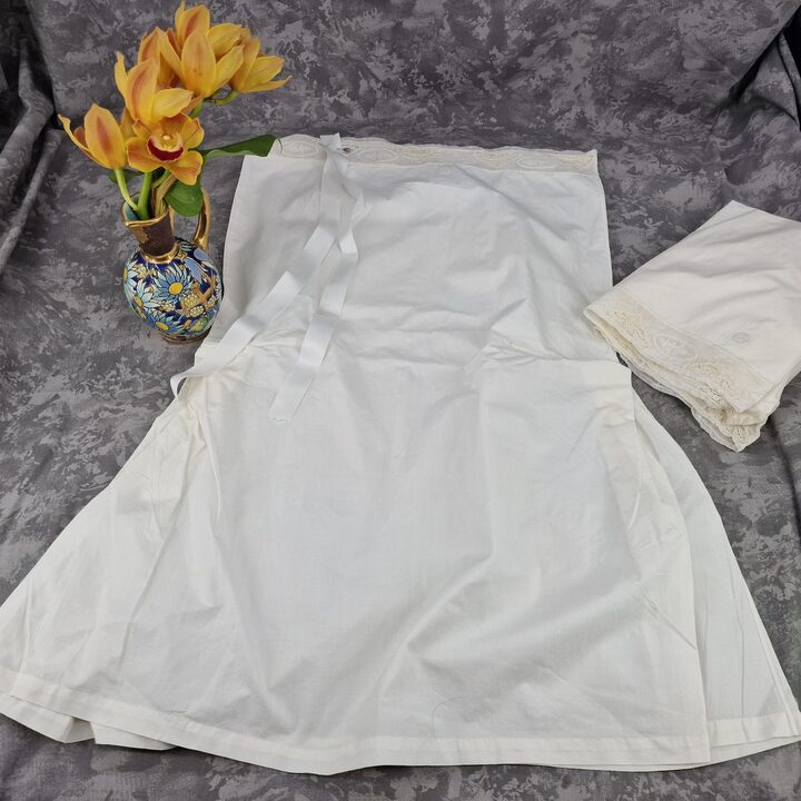 Zestaw Fine Cotton Lingerie Art Deco z Koronką i Haftem, Monogram MQ, Lata 20.