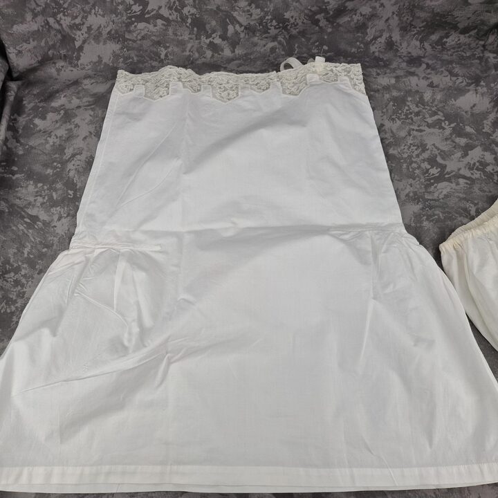 Vintage Art Deco Fijn Katoenen Lingerieset met MQ Monogram & Kant, Jaren 1920