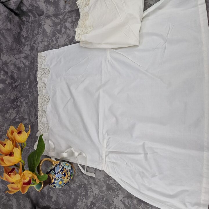 Vintage Art Deco Fijn Katoenen Lingerieset met MQ Monogram & Kant, Jaren 1920
