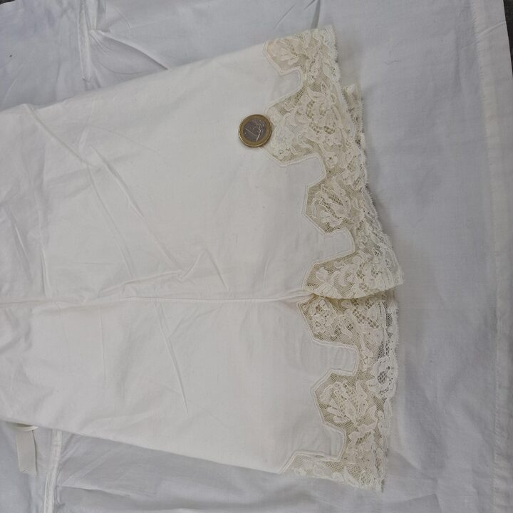 Vintage Art Deco Fijn Katoenen Lingerieset met MQ Monogram & Kant, Jaren 1920
