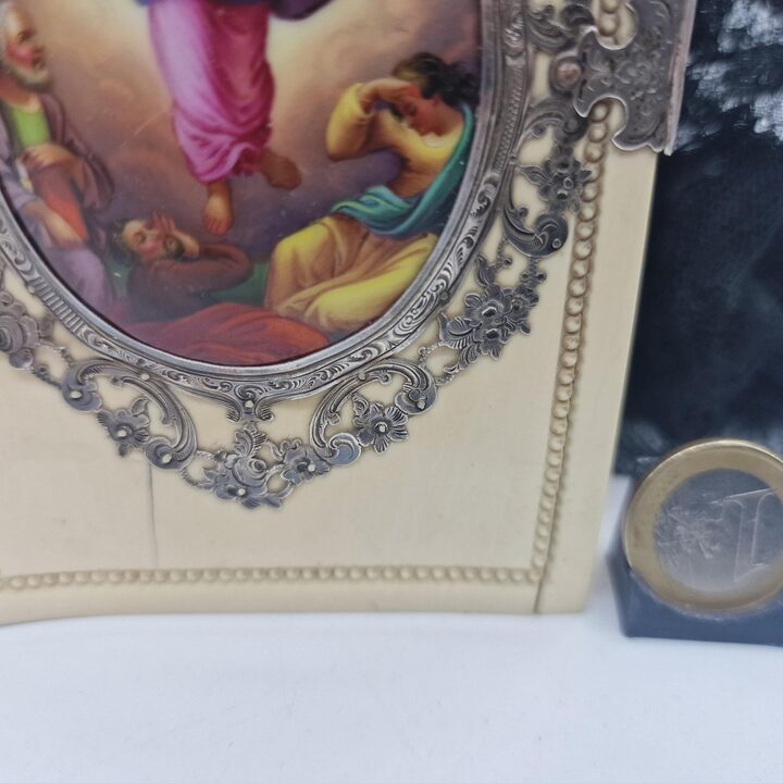 Libro di Preghiere Antico, Messale e Devozionale in Argento, Miniatura Dipinta a Mano, Rilegatura in Velluto, Barcellona, Anno…