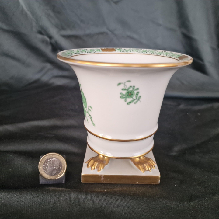 Tibor de Porcelana Herend Apponyi Verde - Hungría 1970