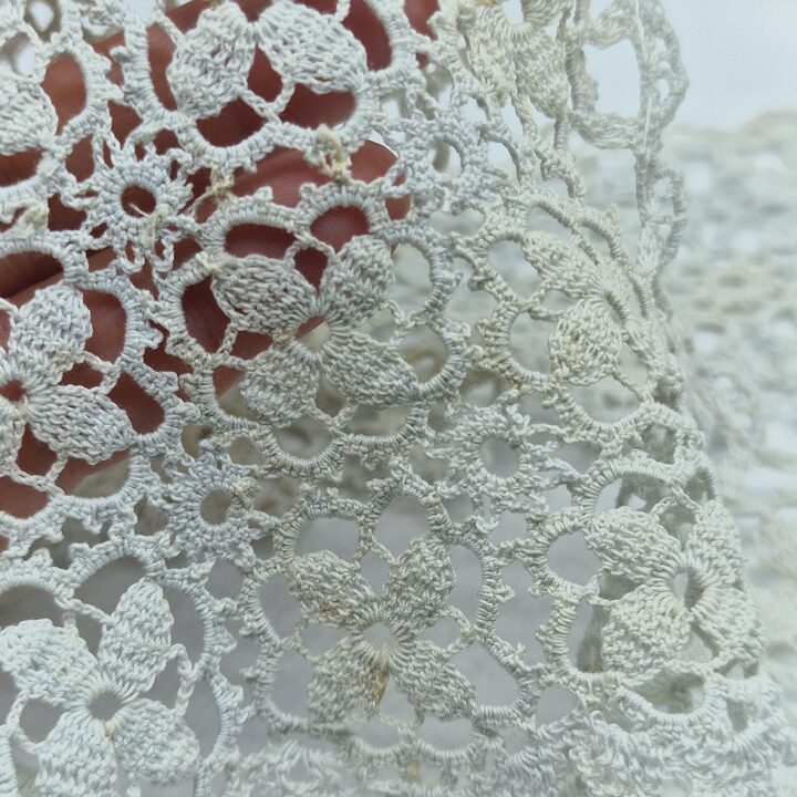 Antike Gehäkelte Spitze Passe für Nachthemd, Handgemachte Baumwollspitze Mieder, Größe S-M, Vintage Nähen Handarbeit