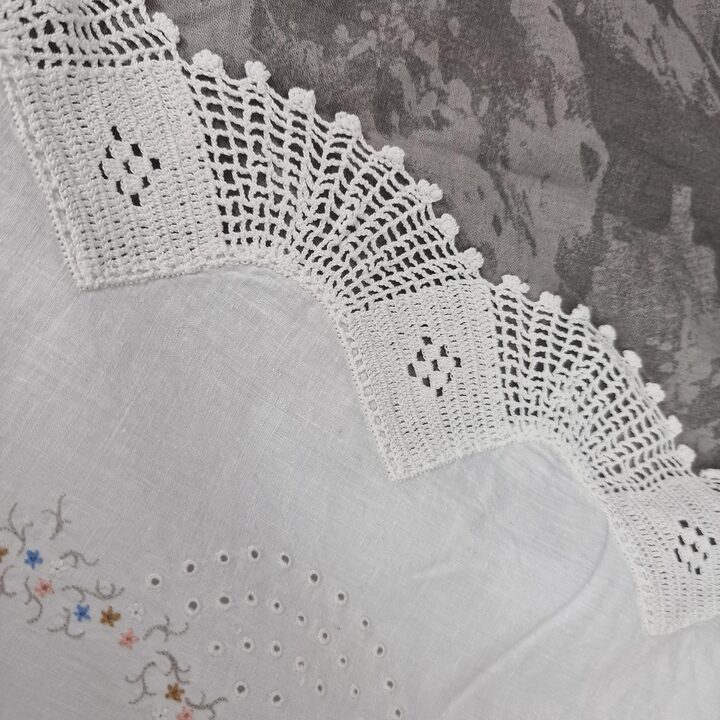 Conjunto de Cama Vintage Anos 50 Algodão com Monograma AS e Renda