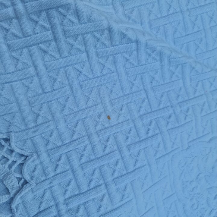 Colcha Jacquard Branca Antiga, Cobertor Matelasse de Algodao com Renda de Bilros Feita a Mao, 200x240 cm, Textil do Seculo XIX