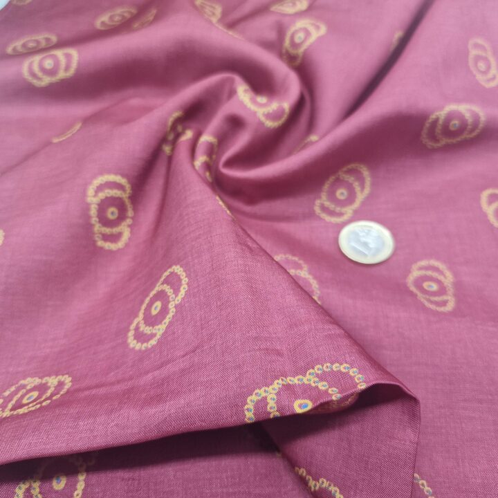 Vintage Viscose Stof Jaren 40 50 Bordeaux Geometrisch 85x300 cm