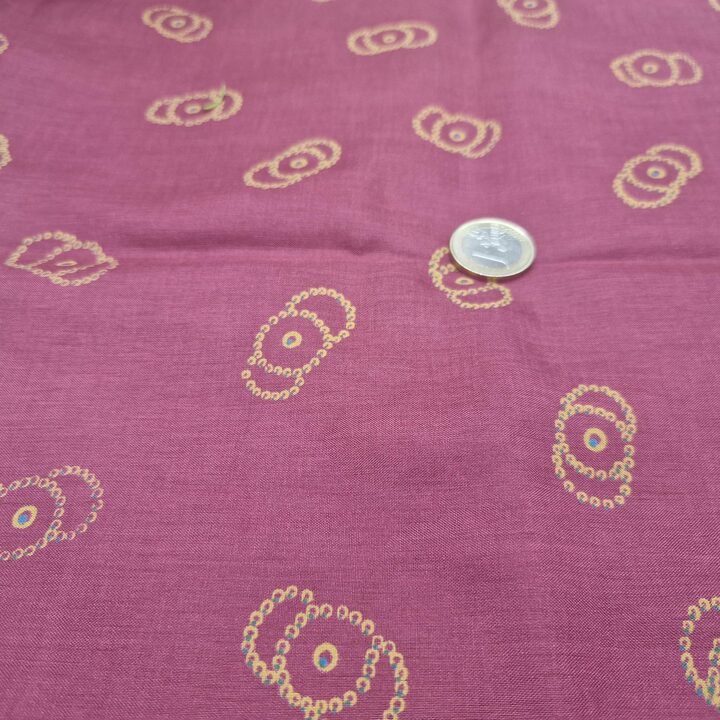Vintage Viscose Stof Jaren 40 50 Bordeaux Geometrisch 85x300 cm