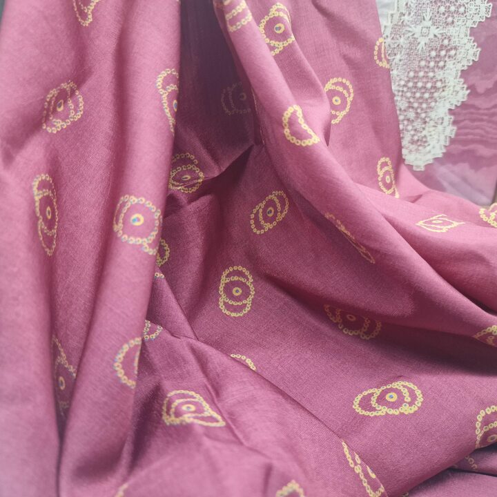 Tissu Viscose Vintage Années 40 50 Bordeaux Motif Géométrique 85x300 cm