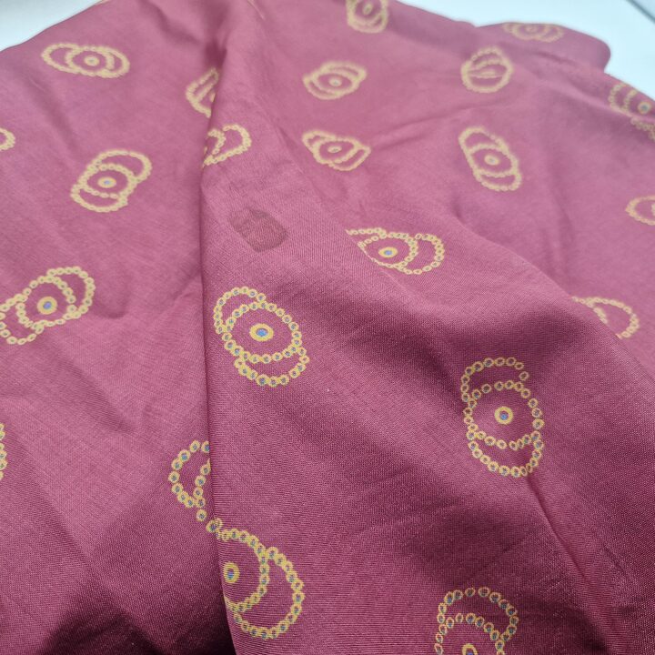 Tkanina Wiskozowa Vintage Lata 40 50 Bordowa Geometryczna 85x300 cm