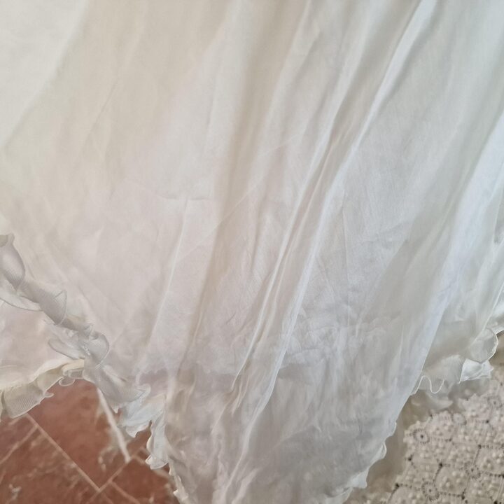 Robe Vintage de Première Communion Fille Cérémonie Années 1980 Fait Main Atelier Organza Dentelle Blanche Plissée Taille 8 Ans…