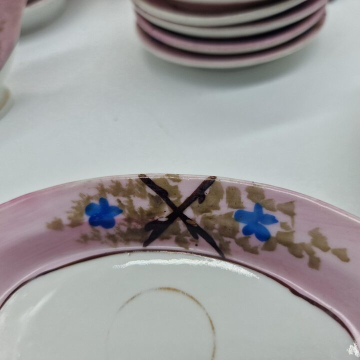 Servizio Piatti Miniatura per Bambole, Servizio da Te Porcellana, Belle Epoque Francese, Non Ti Scordar Di Me, 18 Pezzi, Circa…