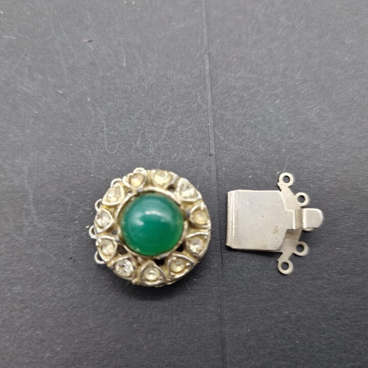 Set of 5 Unique Vintage Statement Box Clasps - Rare Artisan Jewelry Findings - Emerald Green, Iridescent Art Glass & Rhinestone…