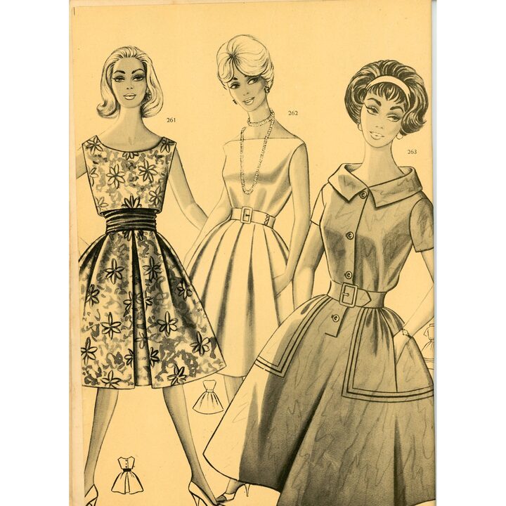 Revista de Moda Vintage Eva 1959, Catálogo de Costura Espanhol, Academia AEI San Sebastian, Ilustrações Mid-Century