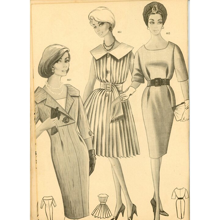 Vintage 1959 Eva Modemagazin, Spanischer Schnittmusterkatalog, Academia AEI San Sebastian, Mid-Century-Illustrationen