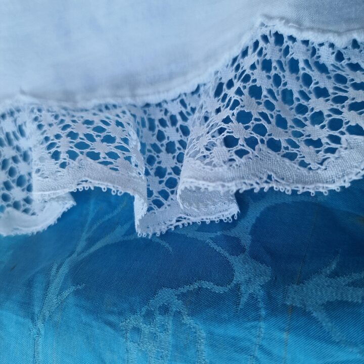 ヴィンテージ バチスト ベッドリネン セット 手刺繍 モノグラムMC ヴィヴィアンレース シーツ 枕カバー2枚 花嫁道具 1930年代