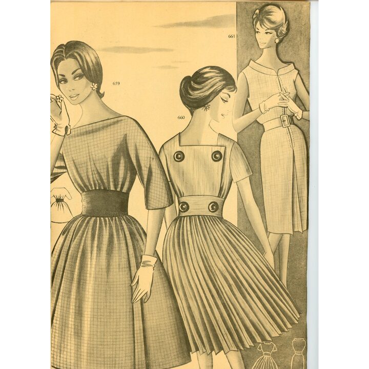Vintage 1959 Eva Modemagazin, Spanischer Schnittmusterkatalog, Academia AEI San Sebastian, Mid-Century-Illustrationen