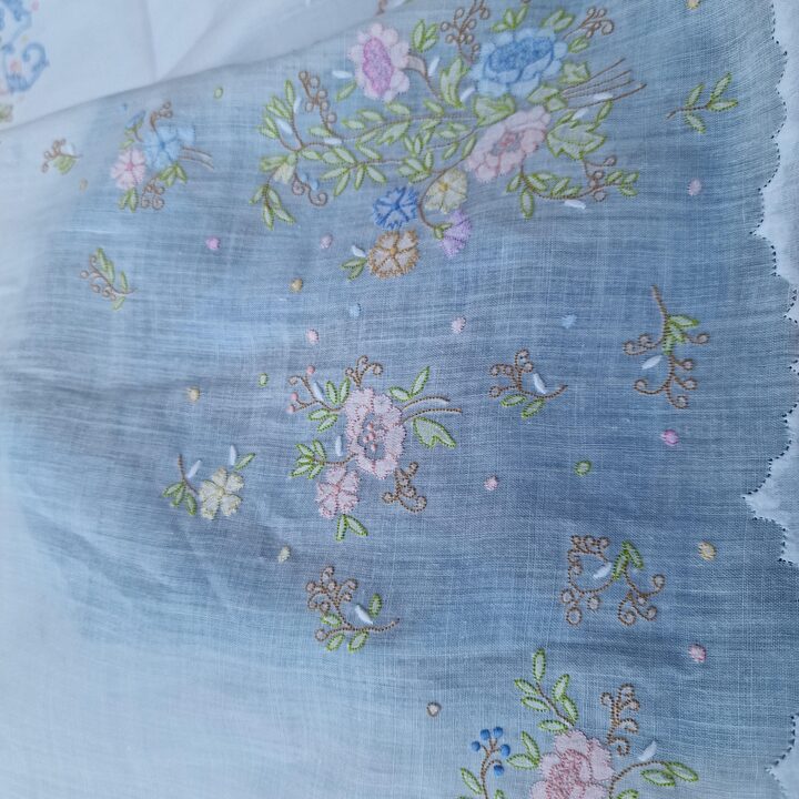 ヴィンテージ バチスト ベッドリネン セット 手刺繍 モノグラムMC ヴィヴィアンレース シーツ 枕カバー2枚 花嫁道具 1930年代