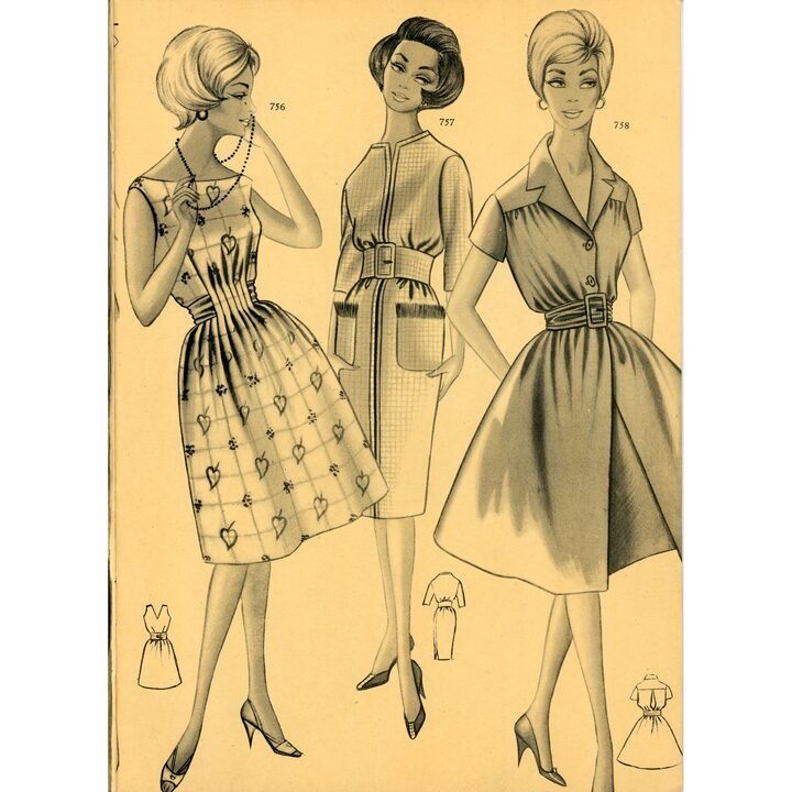 Vintage 1959 Eva Modemagazin, Spanischer Schnittmusterkatalog, Academia AEI San Sebastian, Mid-Century-Illustrationen