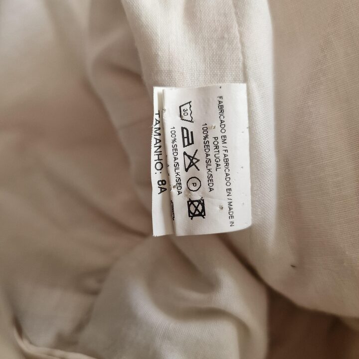 Vintage Kommunionkleid Festkleid, 100% Seide Portugal 90er Jahre Plissiertes Oberteil Elfenbein, Groesse 8 Jahre