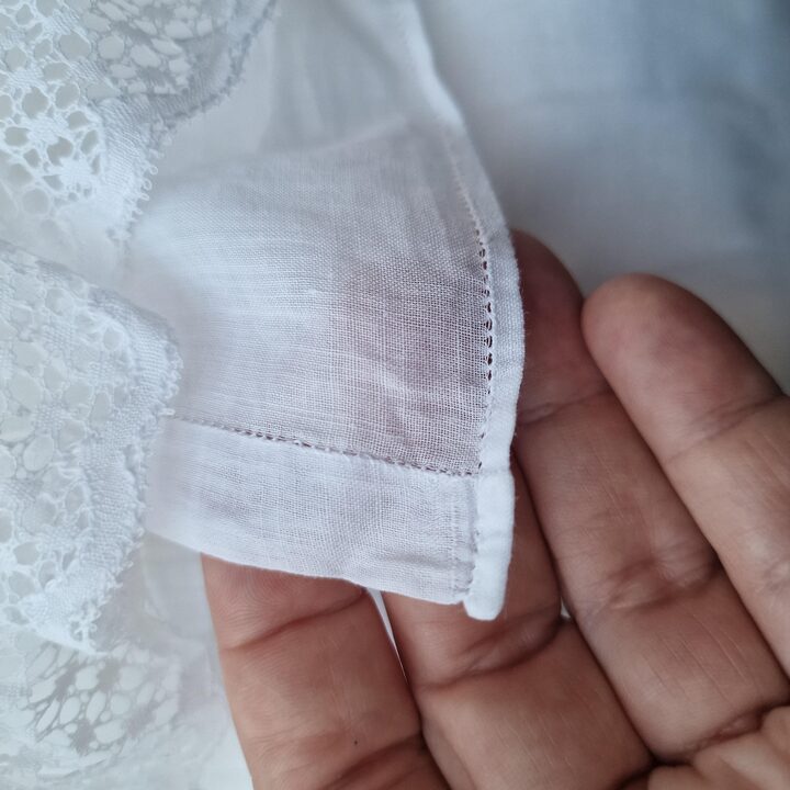 ヴィンテージ バチスト ベッドリネン セット 手刺繍 モノグラムMC ヴィヴィアンレース シーツ 枕カバー2枚 花嫁道具 1930年代