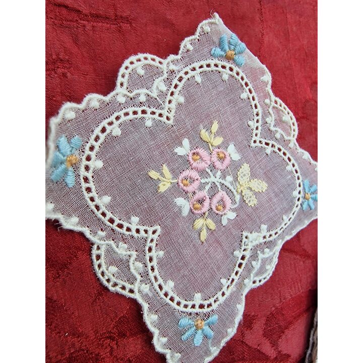 Antieke Edwardiaanse Geborduurde Mousseline Applicaties - NOS 1900 Katoen Voor Naaien en Poppenrestauratie