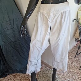 Pantalones Victorianos Ropa Interior, Algodon Lino Antiguo Siglo XIX Monograma M Abertura Trasera Cordones, Talla L XL Cintura…