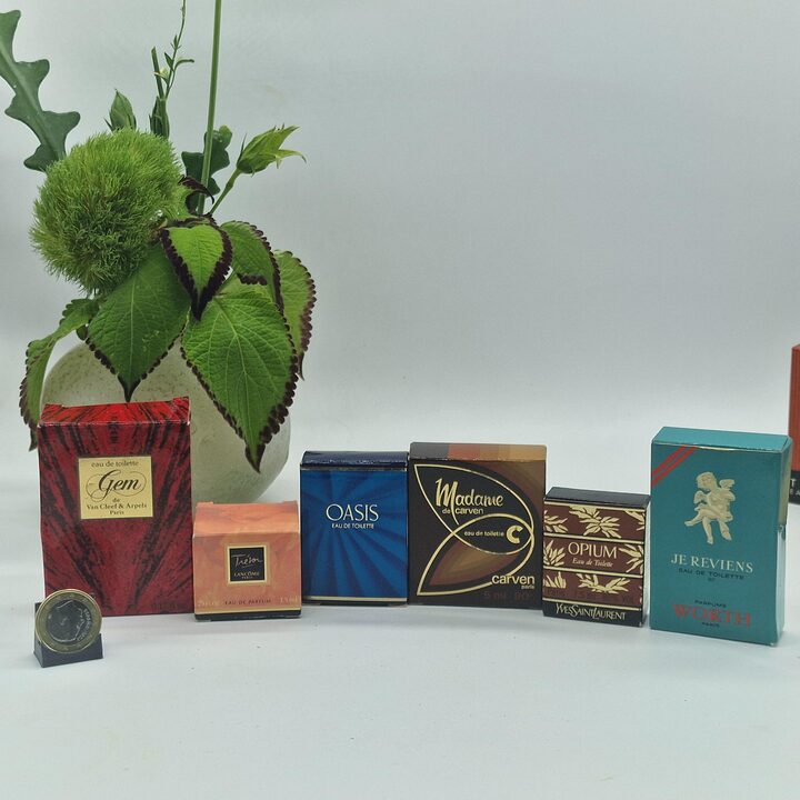 Лот из 6 винтажных парфюмерных миниатюр - Opium YSL, Gem Van Cleef & Arpels, Trésor Lancôme, Madame Carven, Worth и Oasis - Кол…