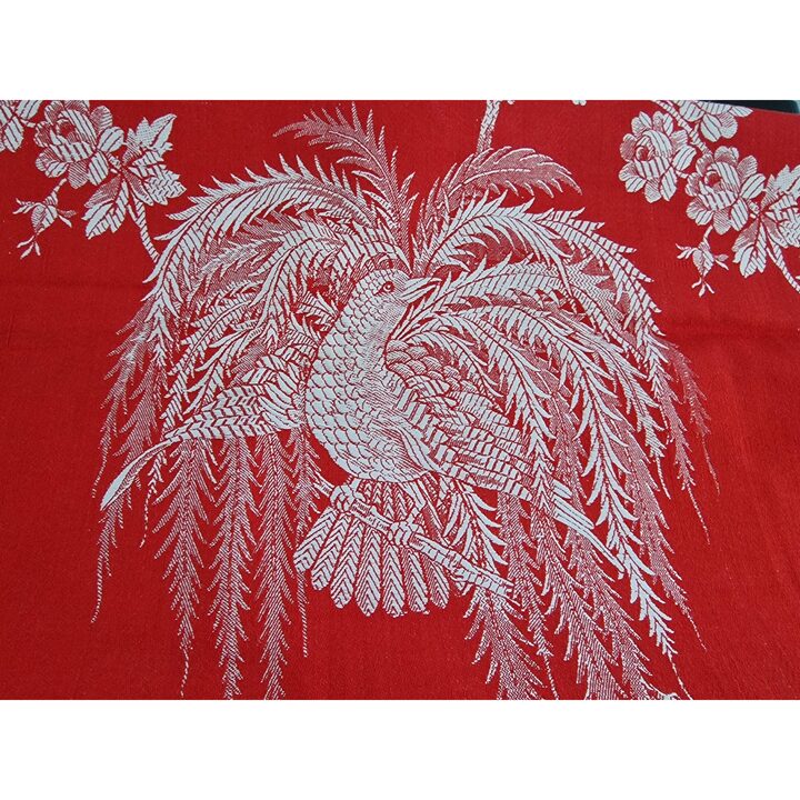 Vintage Jacquard Stof, Spaans Katoen Meubelstof per Meter, Paradijsvogel Patroon, Breedte 140 cm 55 Inch, Jaren 50 Deadstock