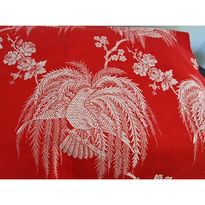 Tecido Jacquard Vintage, Algodão Espanhol Estofamento por Metro, Padrão Ave do Paraíso, Largura 140 cm 55 Polegadas, Década de…
