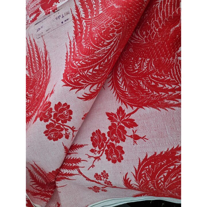 Tecido Jacquard Vintage, Algodão Espanhol Estofamento por Metro, Padrão Ave do Paraíso, Largura 140 cm 55 Polegadas, Década de…
