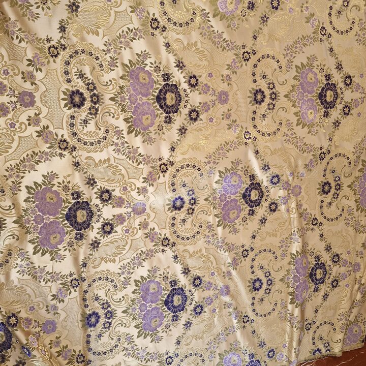 Vintage Floral Jacquard Fabric Purple Gold 140 Width Heavy Weight Upholstery Sewing Cloth by 70cm Units Curtains Cushions DIY P…