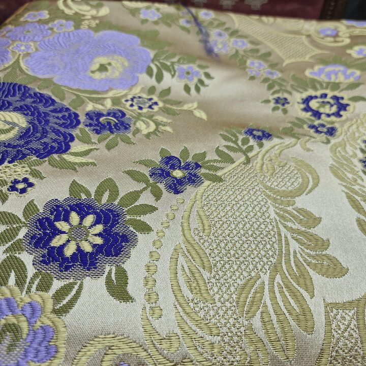Vintage Floral Jacquard Fabric Purple Gold 140 Width Heavy Weight Upholstery Sewing Cloth by 70cm Units Curtains Cushions DIY P…