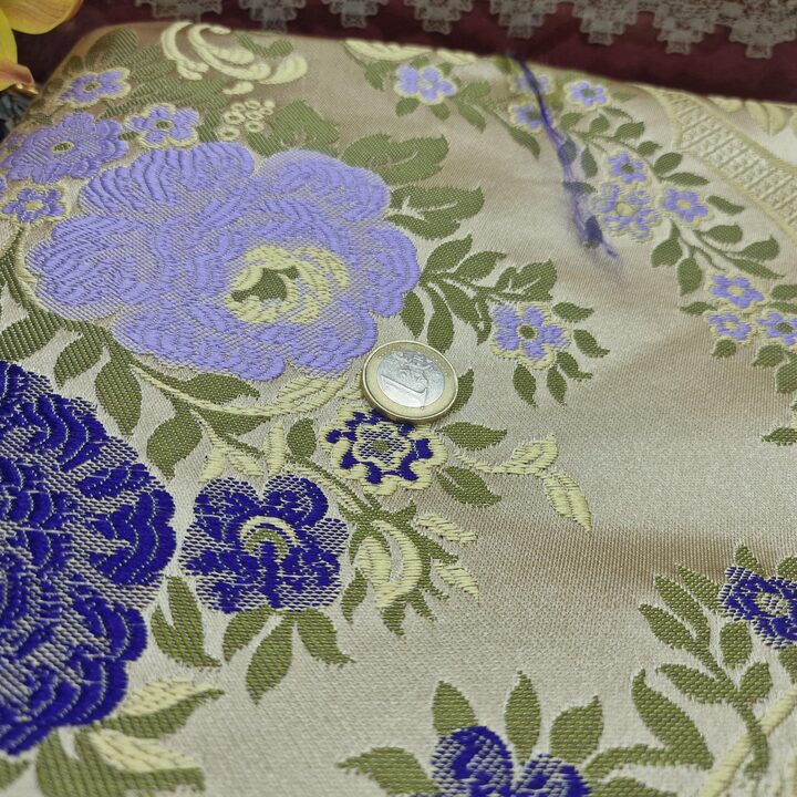 Vintage Floral Jacquard Fabric Purple Gold 140 Width Heavy Weight Upholstery Sewing Cloth by 70cm Units Curtains Cushions DIY P…