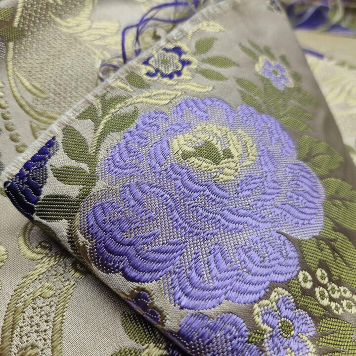 Vintage Floral Jacquard Fabric Purple Gold 140 Width Heavy Weight Upholstery Sewing Cloth by 70cm Units Curtains Cushions DIY P…