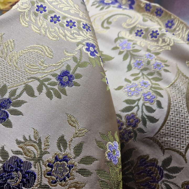 Vintage Floral Jacquard Fabric Purple Gold 140 Width Heavy Weight Upholstery Sewing Cloth by 70cm Units Curtains Cushions DIY P…