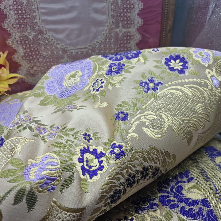 Vintage Floral Jacquard Fabric Purple Gold 140 Width Heavy Weight Upholstery Sewing Cloth by 70cm Units Curtains Cushions DIY P…