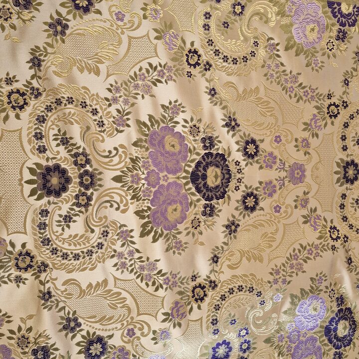 Vintage Floral Jacquard Fabric Purple Gold 140 Width Heavy Weight Upholstery Sewing Cloth by 70cm Units Curtains Cushions DIY P…