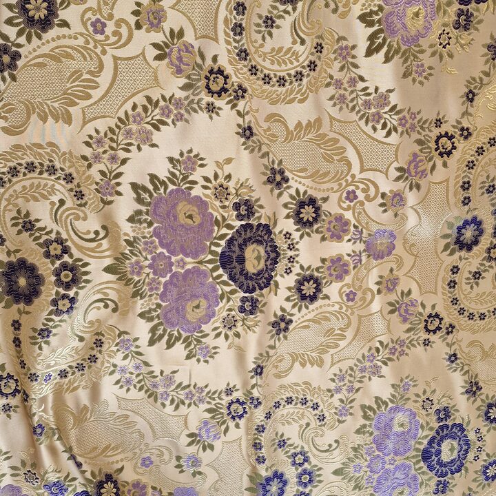Vintage Floral Jacquard Fabric Purple Gold 140 Width Heavy Weight Upholstery Sewing Cloth by 70cm Units Curtains Cushions DIY P…