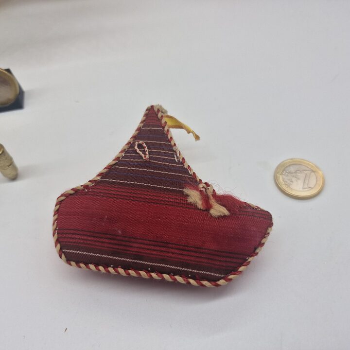 Vintage Embroidered Boat Pincushion, Mid-20th Century Sewing Accessory
