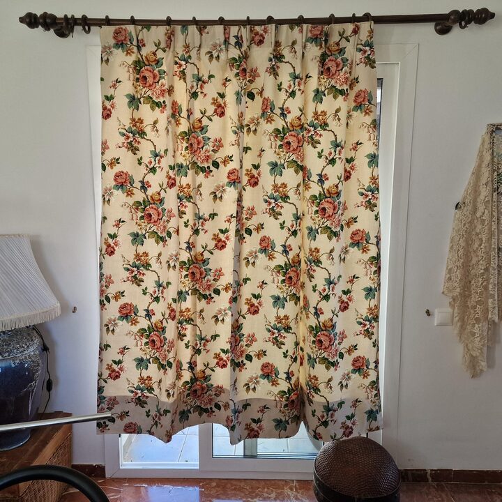 Vintage Heritage of England Lined Curtain -Extra Wide 190x185cm -Sunbury Park Screen Printed Fabric - New Old Stock -Washable E…