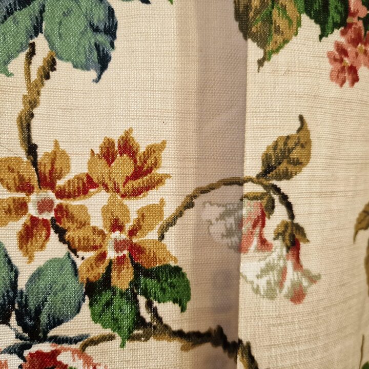 Vintage Heritage of England Lined Curtain -Extra Wide 190x185cm -Sunbury Park Screen Printed Fabric - New Old Stock -Washable E…