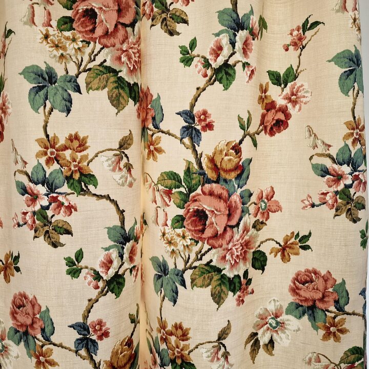 Vintage Heritage of England Lined Curtain -Extra Wide 190x185cm -Sunbury Park Screen Printed Fabric - New Old Stock -Washable E…