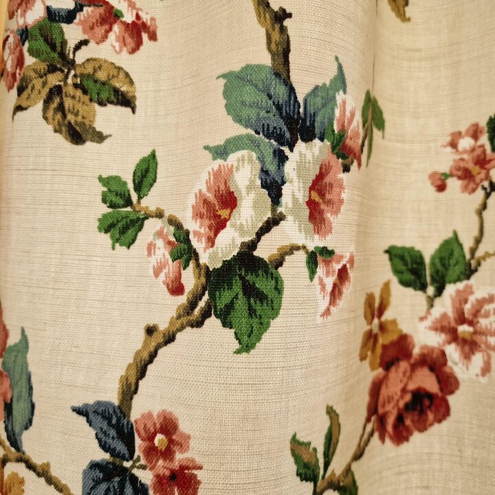 Vintage Heritage of England Lined Curtain -Extra Wide 190x185cm -Sunbury Park Screen Printed Fabric - New Old Stock -Washable E…