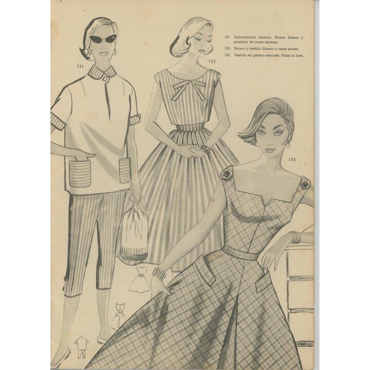 Catálogo de Moda EVA 1957, Figurín de Costura Español Vintage, Ilustraciones Mid Century, Primavera Verano, San Sebastián