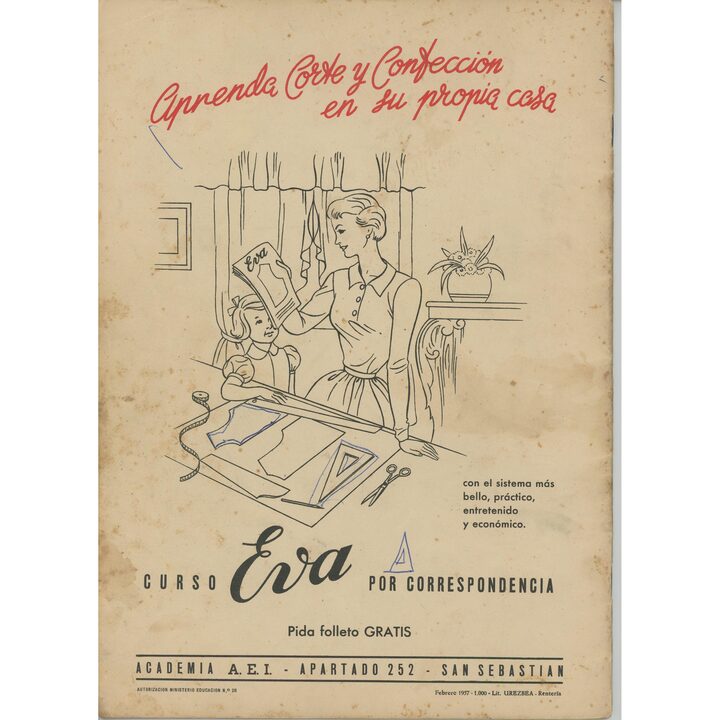 EVA 1957 Fashion Catalog, Vintage Spanish Sewing Pattern Magazine, Mid Century Illustrations, Primavera Verano, San Sebastian