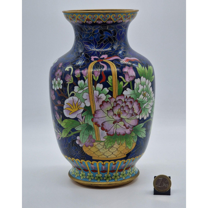 Vaso Cloisonné Vintage 24cm - Arte Cinese Jingtai Lan anni '70