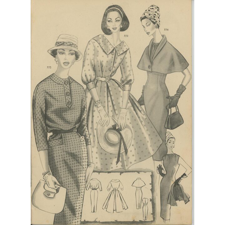 Catálogo de Moda EVA 1957, Figurín de Costura Español Vintage, Ilustraciones Mid Century, Primavera Verano, San Sebastián