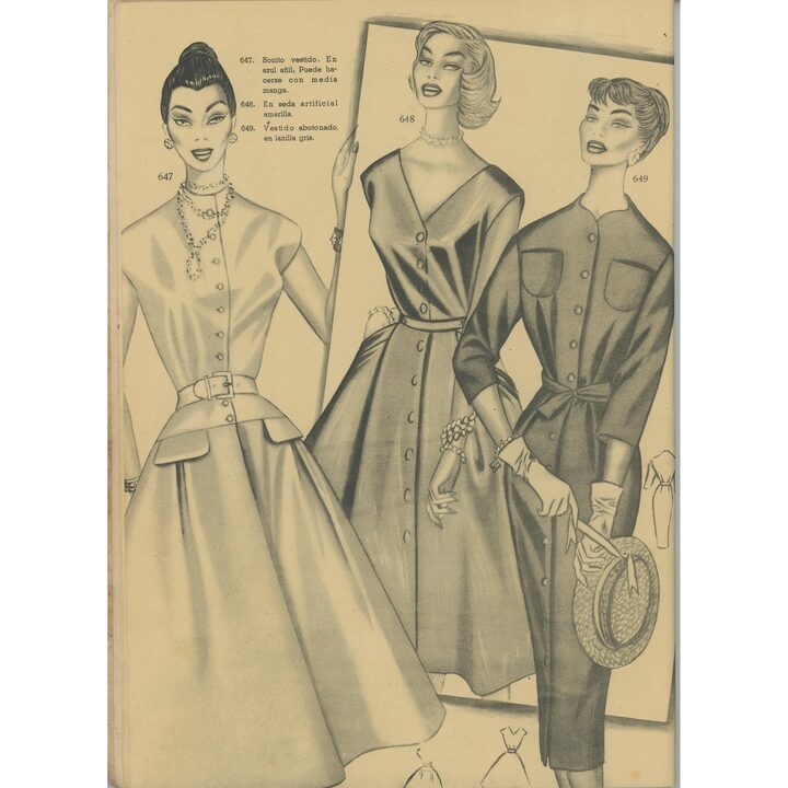 EVA 1957 Modekatalog, Vintage spanisches Schnittmustermagazin, Mid-Century-Illustrationen, Frühling Sommer, San Sebastian