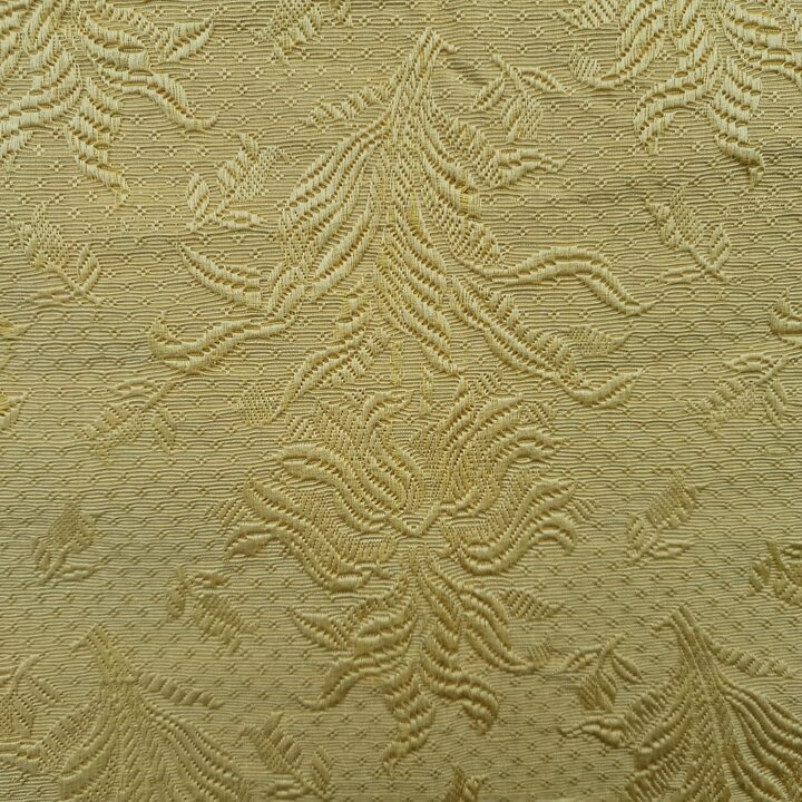 Antyczna Narzuta Żakardowa, Vintage Złoto-Żółta Kapa na Łóżko, Klasyczny Wzór Damaszkowy, 220x240 cm, Początek XX Wieku