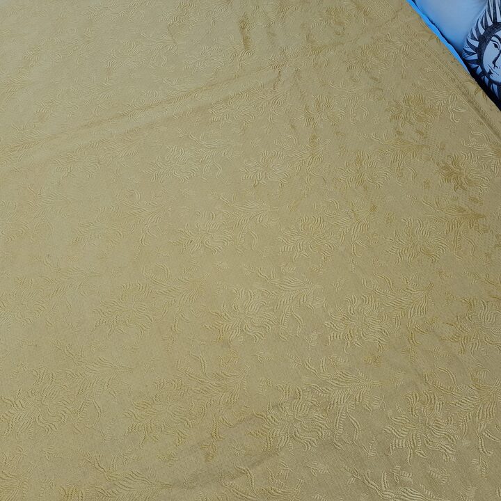 アンティーク ジャカード 織 ベッドカバー ヴィンテージ ゴールデンイエロー クラシック ダマスク 花柄 220x240 cm 20世紀初頭